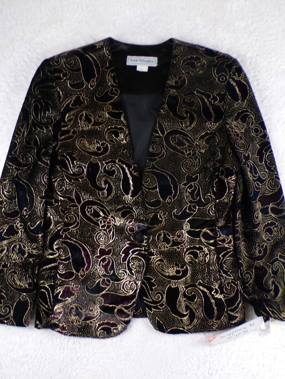 Vintage Norton McNaughton velvet blazer gold/black women's size 8 NWT